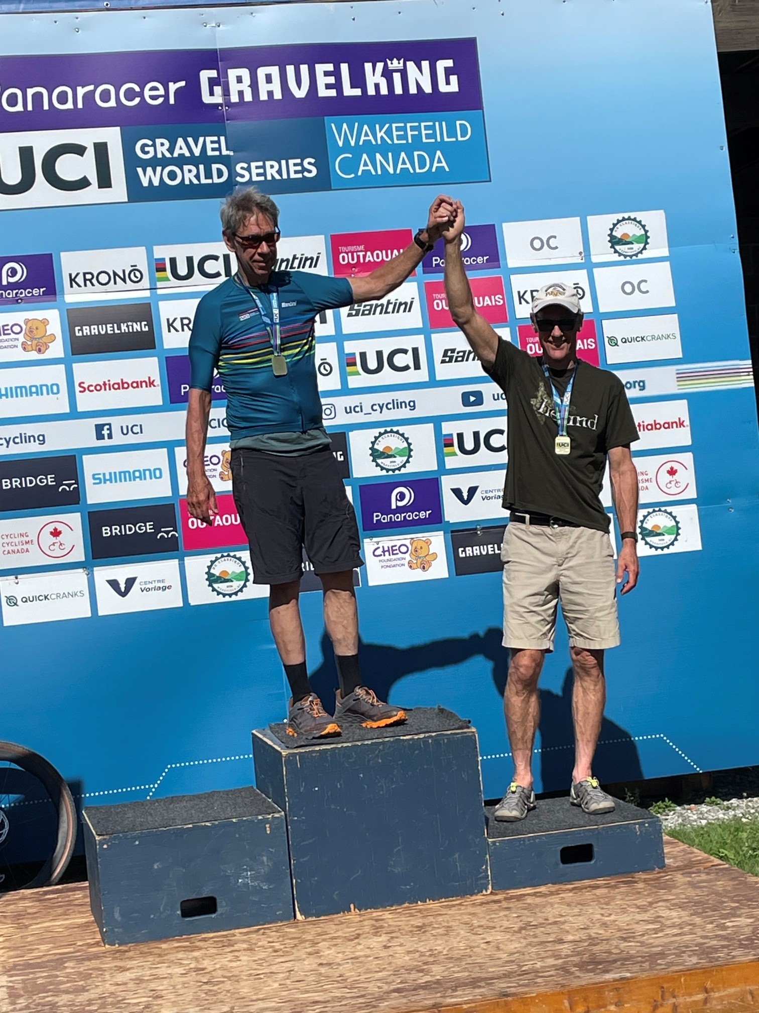 Gordon F. on the podium at a UCI Gravel World Series race